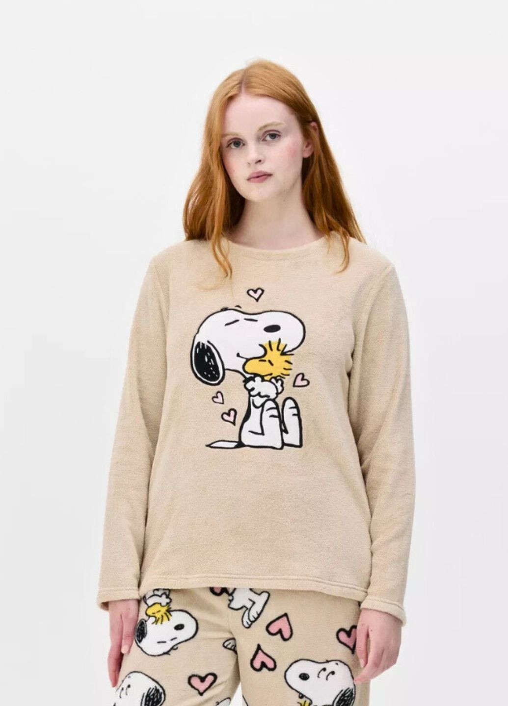 Бежевая зимняя плюшевый пижамный свитшот fleece pyjama (8590) Primark