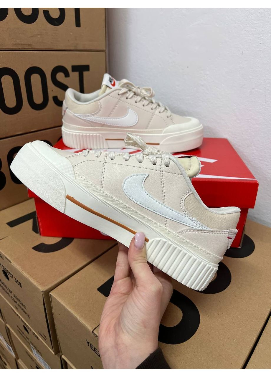 КРОССОВКИ ЖЕНСКИЕ NIKE COURT VISION BEIGE НАЙК No Brand бежевые демисезоны (367178013)