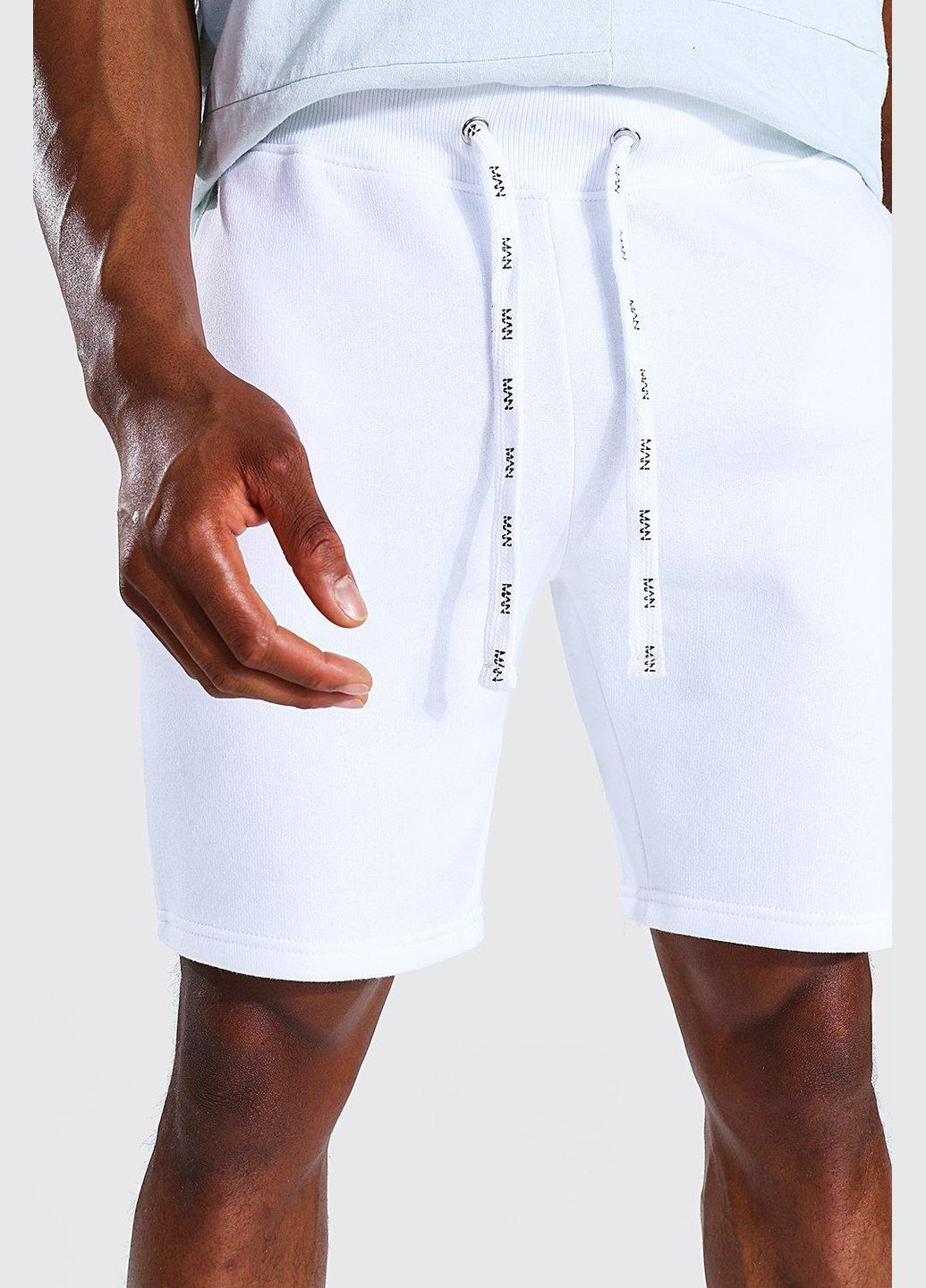 Шорты Boohoo slim fit mid jersey shorts with man drawcords mzz87736 (292711152)