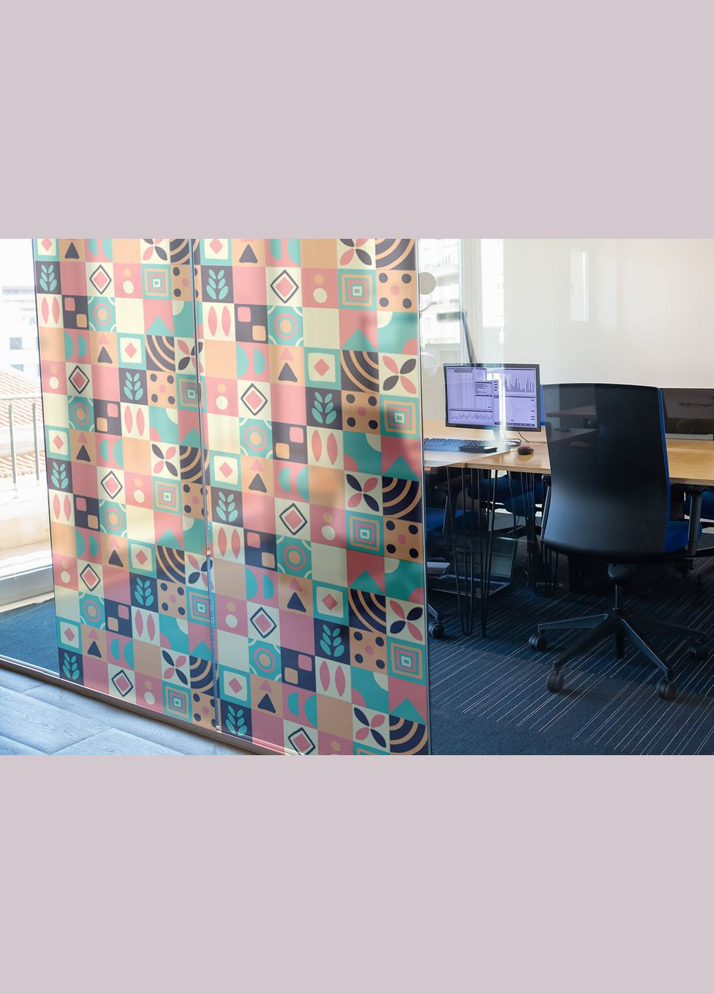 Самоклеющаяся матовая пленка на окна и зеркала Яркий орнамент самоклейка на стекло 1 метр погонный Zatarga (324218700)