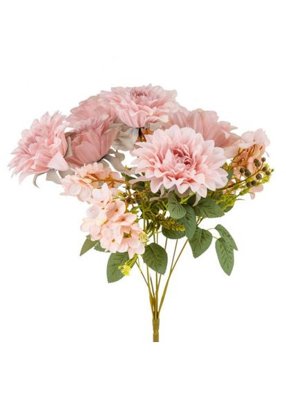 Букет Квітковий ансамбль (6 жоржин і 3 гортензії) рожевий 45 см (9213-001) ELISEY (328924234)