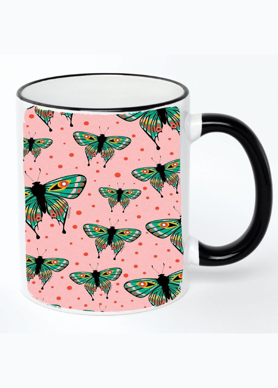 Чашка Метелик (кухоль, кружка) #003 Біла з чорною ручкою 330 мл No Brand (322712518)