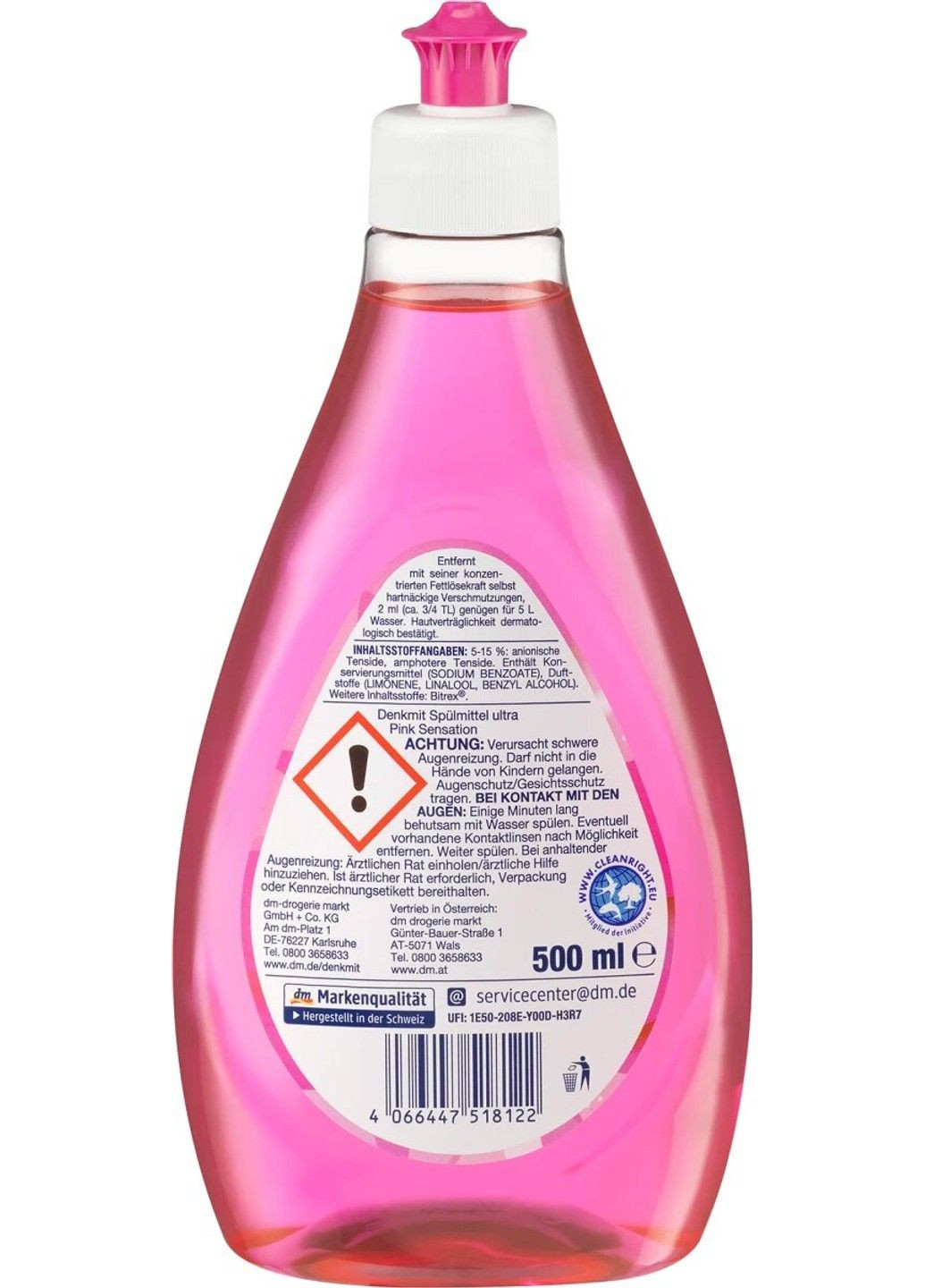 Засіб для миття посуду Ultra Pink Sensation 500 мл Denkmit (294091391)