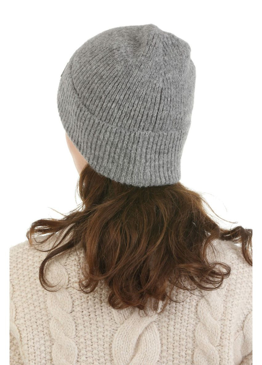 Шапка трикотажная женская из альпаки с отворотом серая (SC54202) Malisa (358205387)