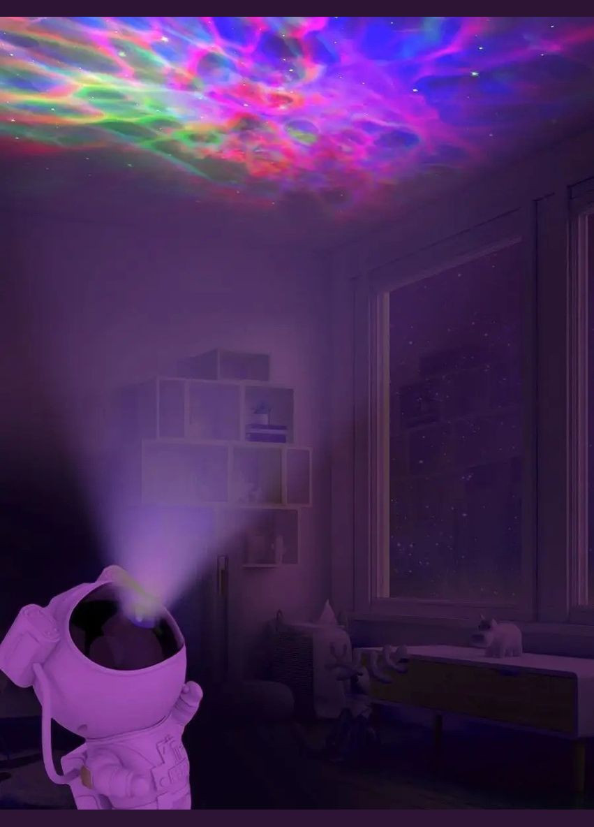 Нічник-проектор зоряного неба "Космонавт на Місяці" з пультом, LED світильник, білий No Brand (327876368)