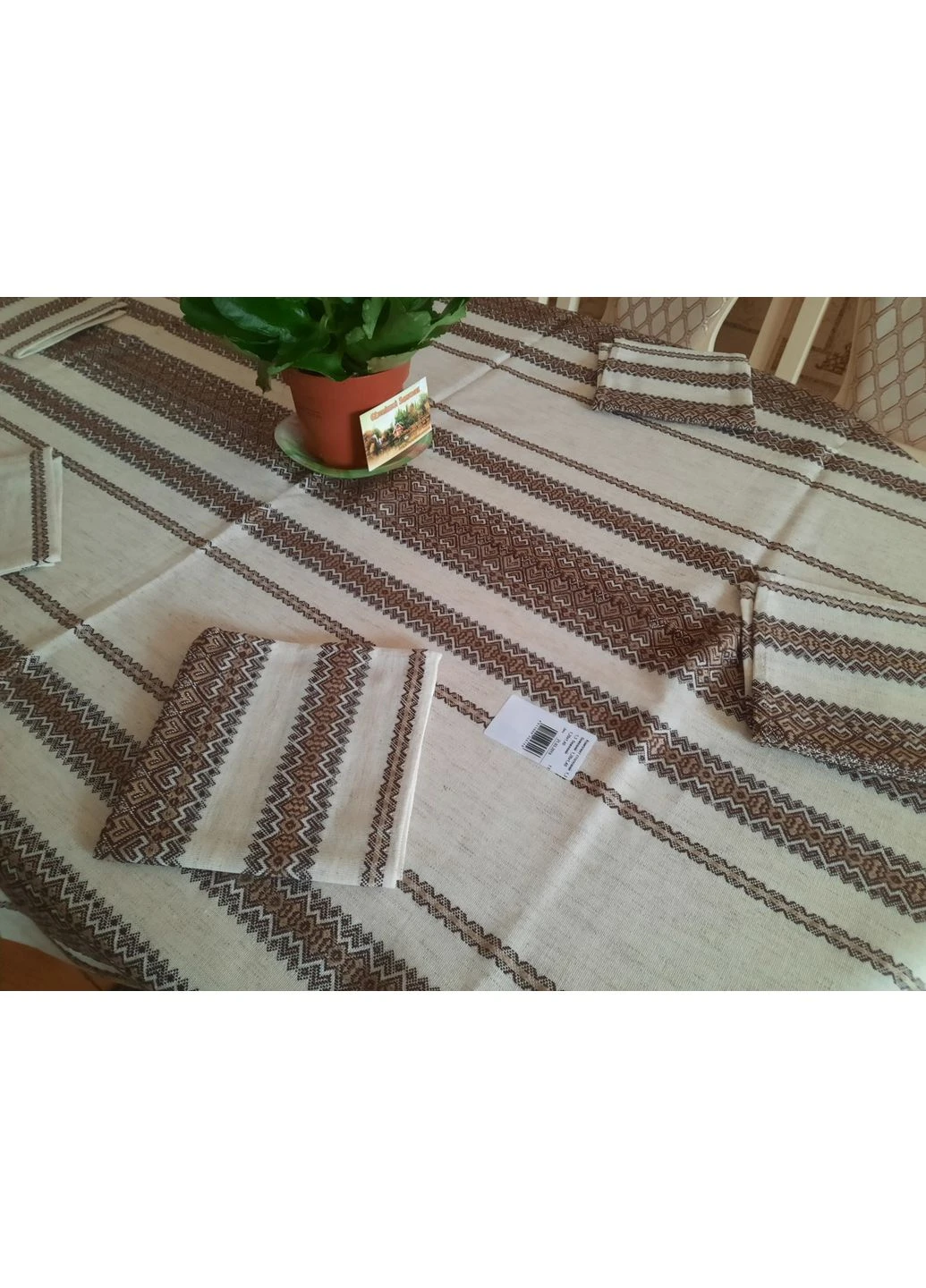 Вышитая скатерть с салфетками кофейная No Brand (381469242)