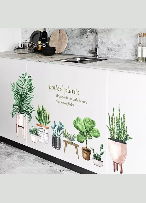 Інтер'єрні наклейки Хатні вазони Potted plants (лист 60 х 90 см) Б169 VANSHE (302242669)