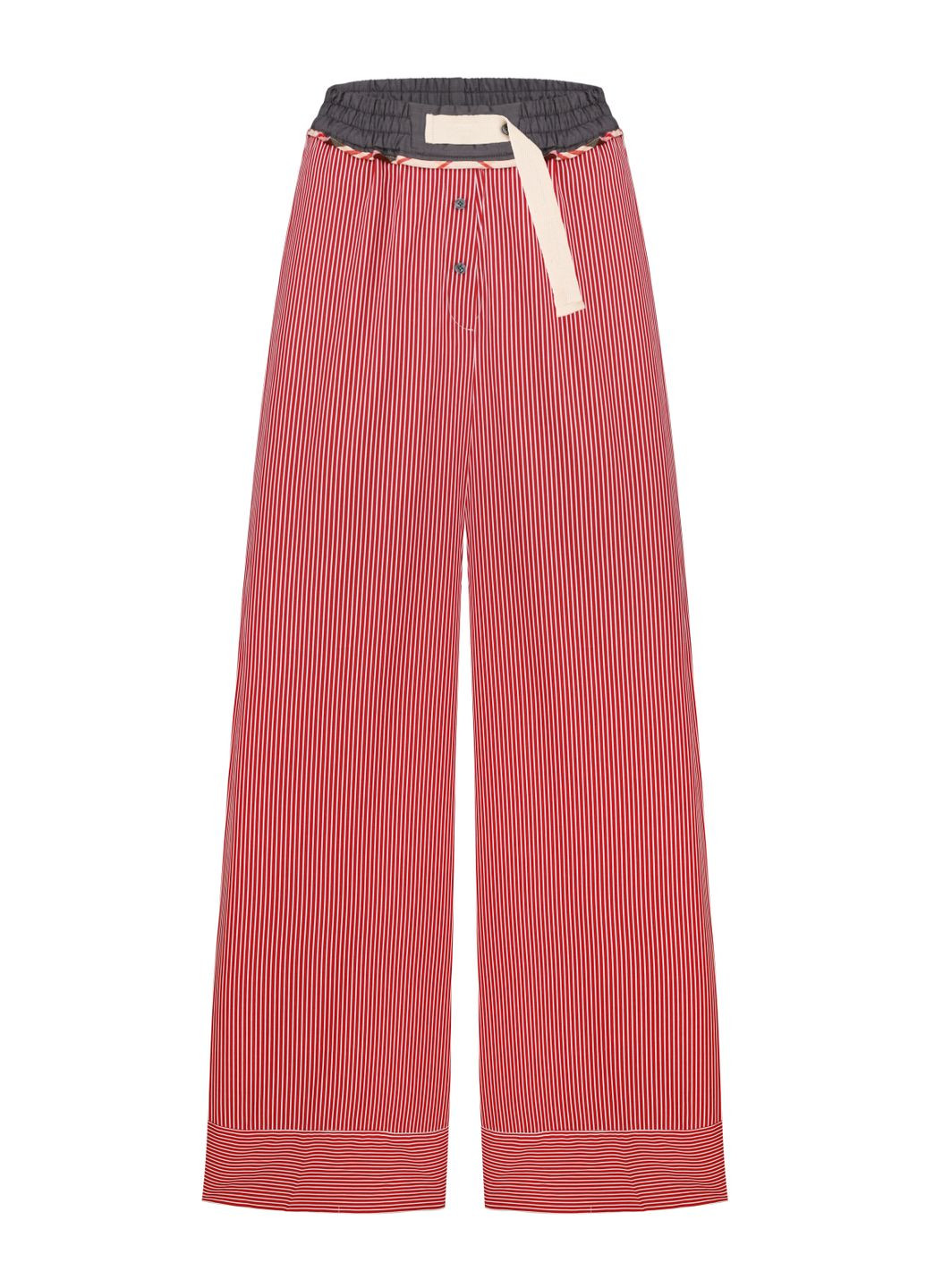 БАВОВНЯНІ БРЮКИ НА РЕЗИНЦІ В ЧЕРВОНО-БІЛУ СМУЖКУ КІЛДЕР Dolcedonna (340247985)