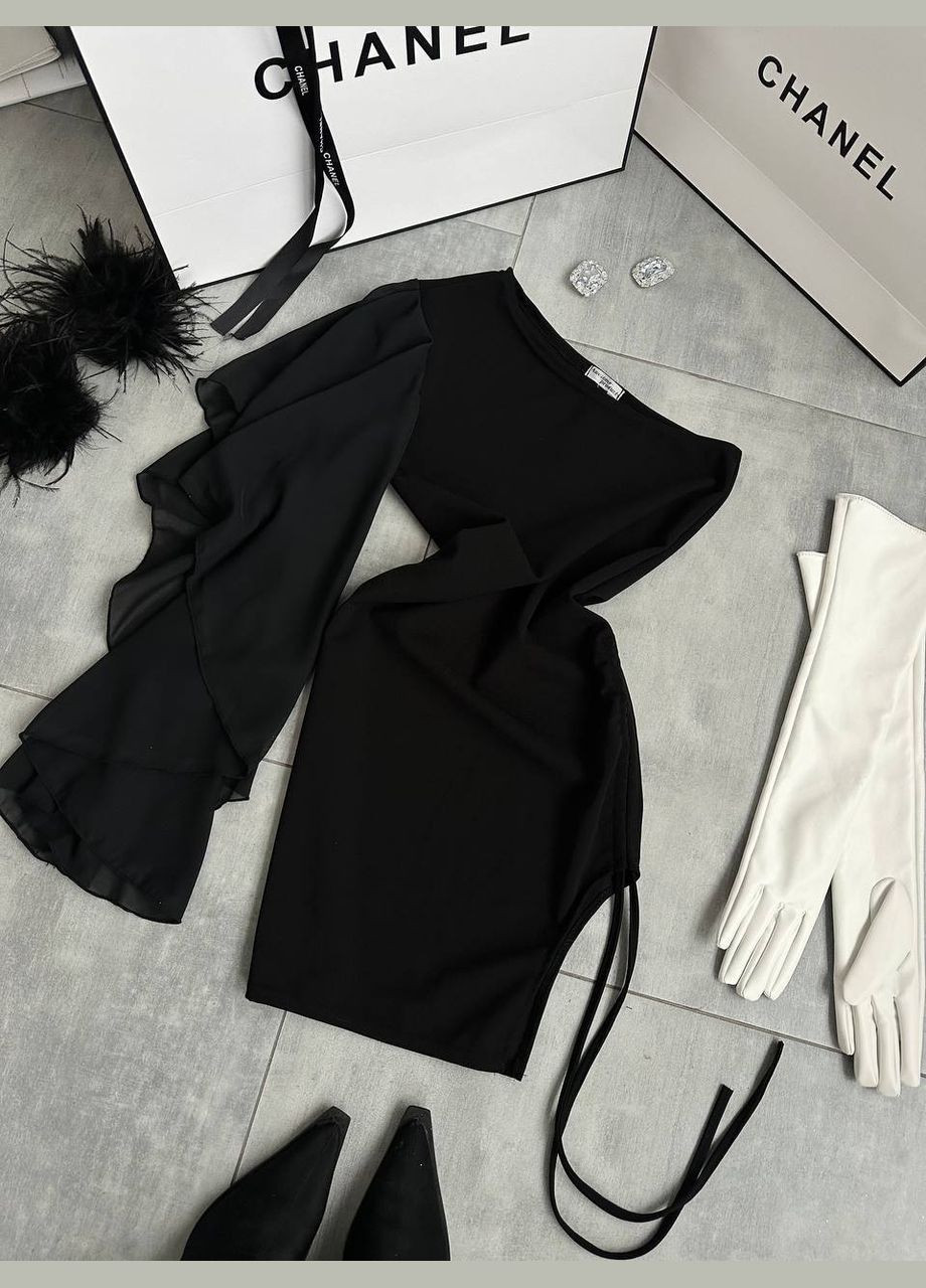 Черное вечернее платье футляр No Brand однотонное