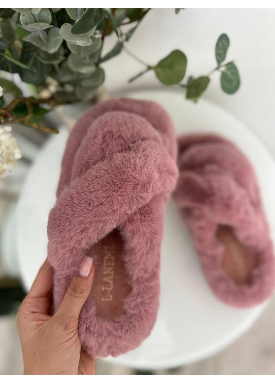 Розовые женские меховые тапочки розовые / женские пушистые тапки розового цвета / женские теплые домашние тапочки розовые No Brand