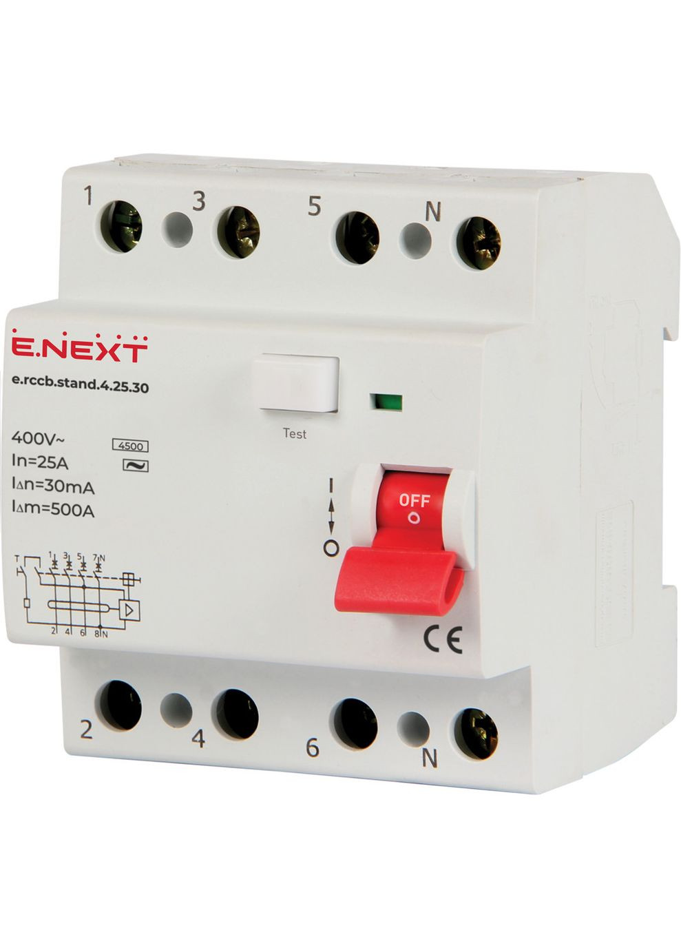 Дифреле 4.25.30 4р, 25А, 30mA УЗО для захисту від витоків струму E.NEXT (386401611)