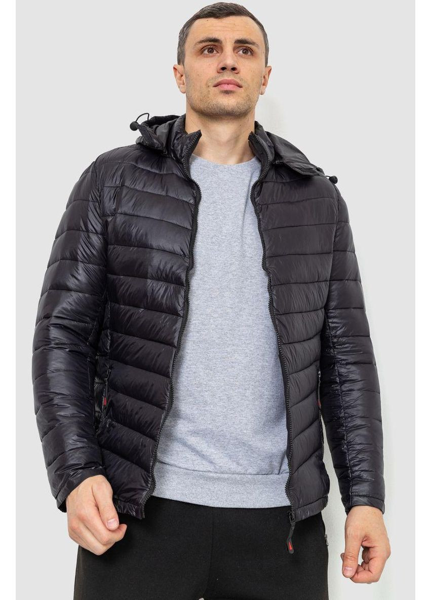 Чорна куртка чоловіча демісезонна з капюшоном,, 214r05 No Brand