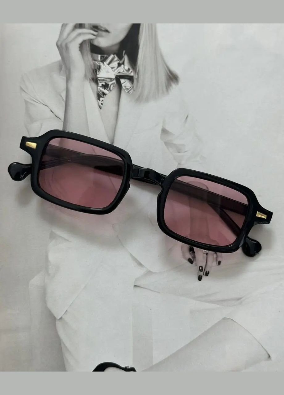 Солнцезащитные очки прямоугольные унисекс Черный с розовым (0721) No Brand (322743742)