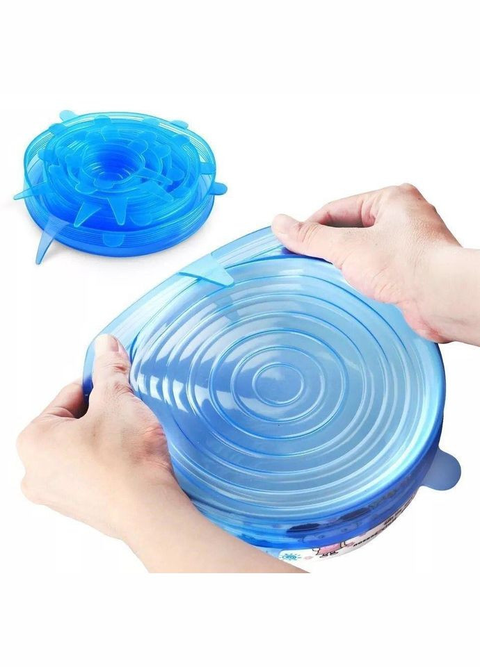 Набір 6шт. Кришки силіконові універсальні для посуду (6.5 см, 9.5 см, 11.4 см, 14.5 см, 16.5 см, 21 см) Po Fanu (328947272)