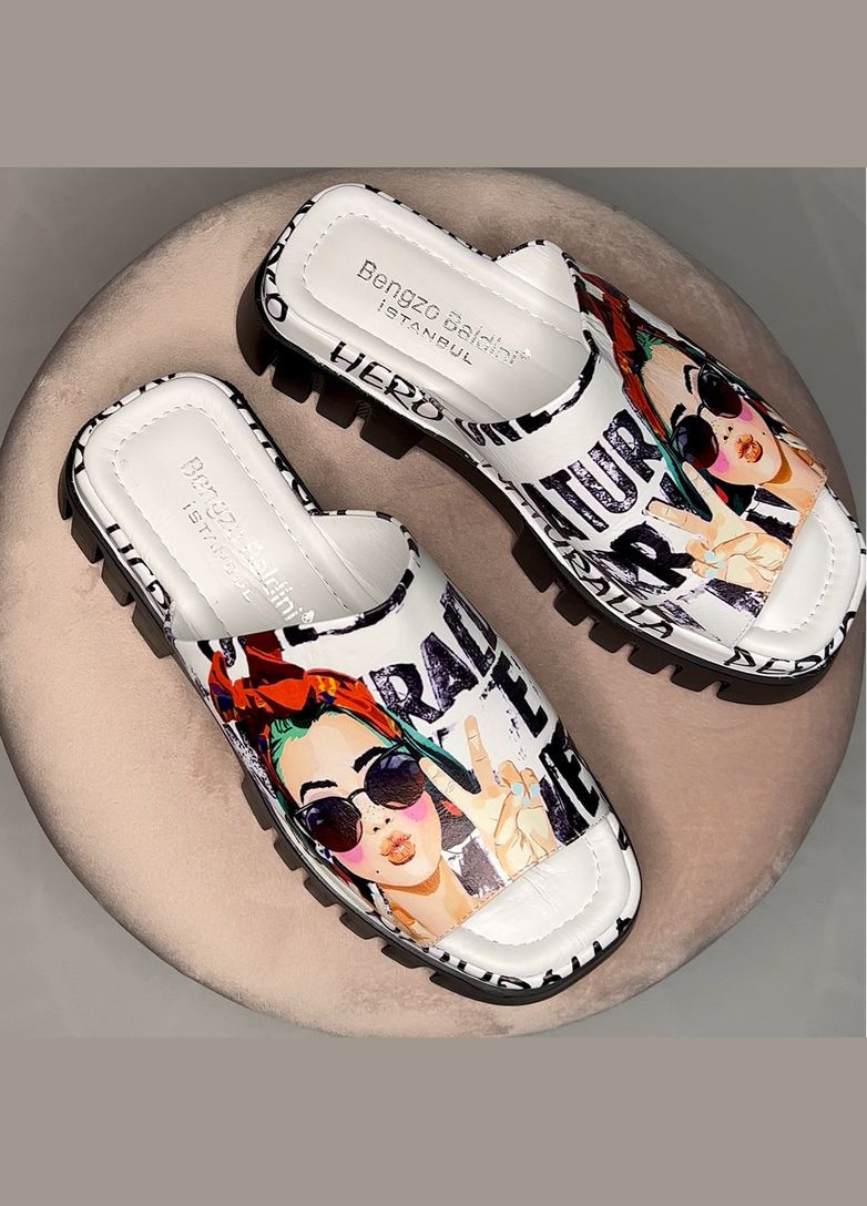 Шльопанці жіночі шкіряні білі на платформі. Bengzo Baldini (333193722)