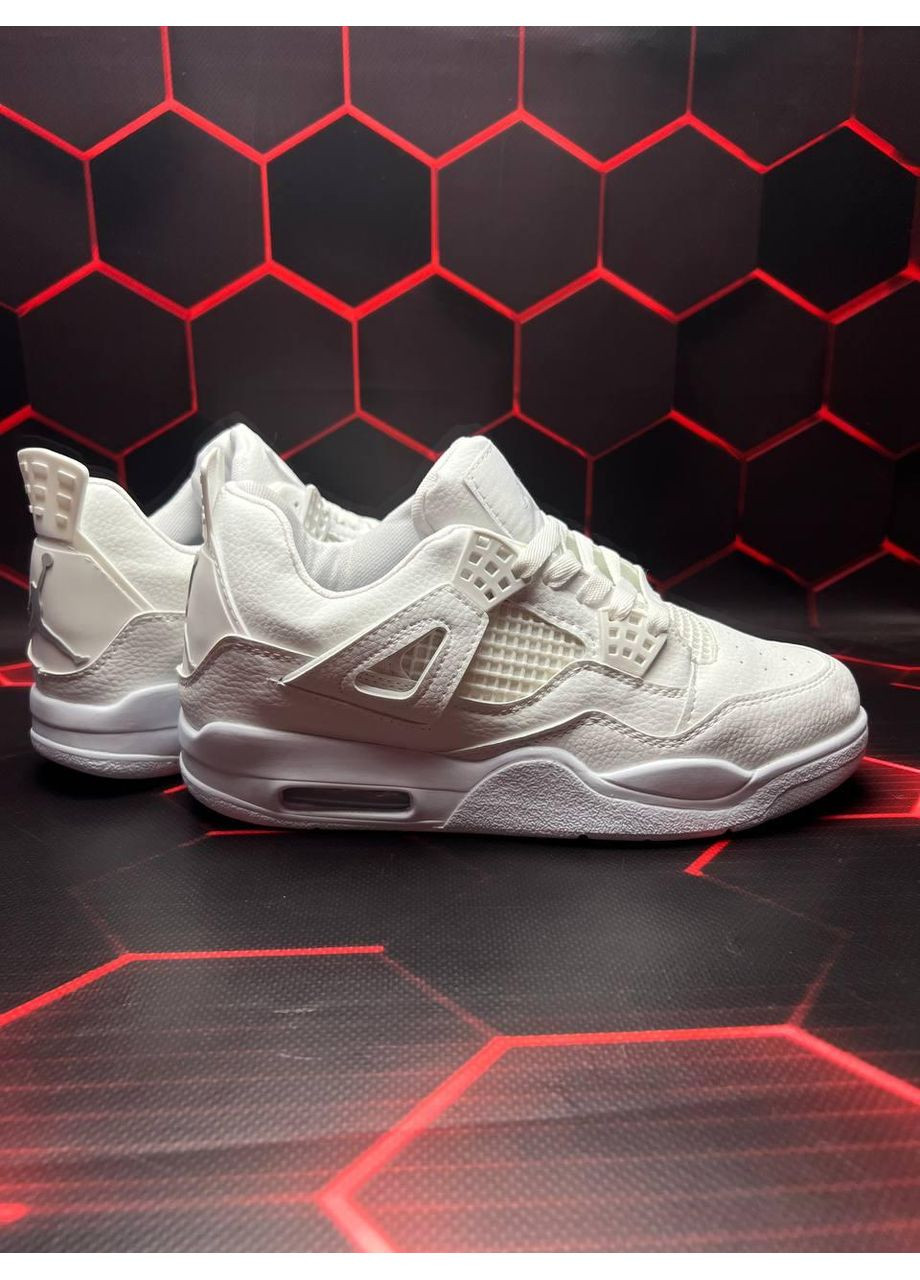 Белые демисезонные кроссовки мужские nike air jordan retro 4 full white v2 найк аир джордан No Brand