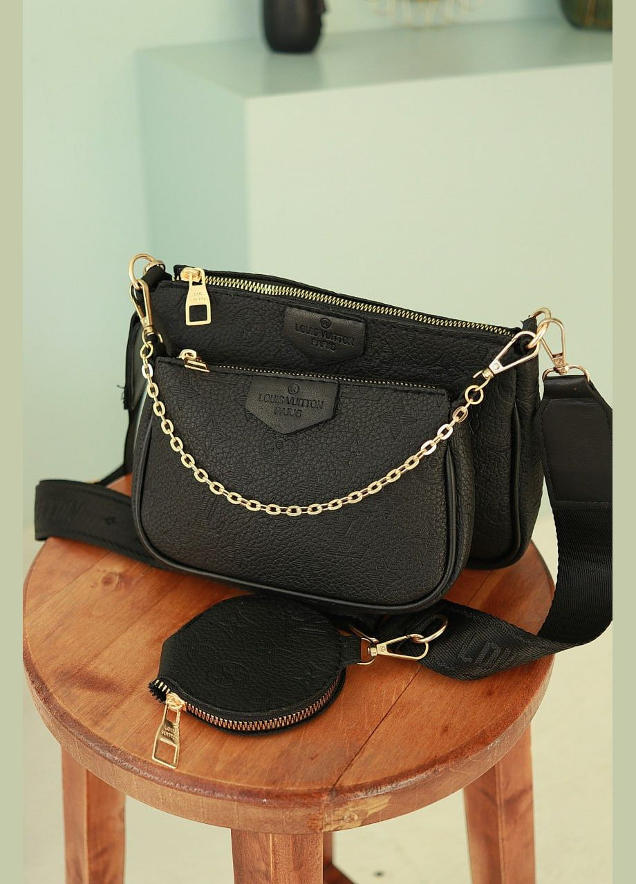 Сумочка Луи Витон 3 в 1 (черная стеганая) No Brand (322514075)