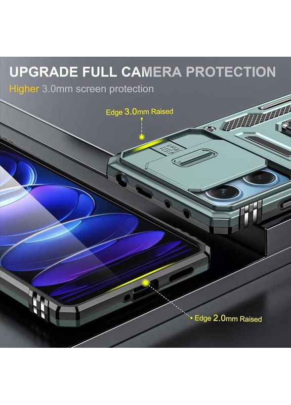 Ударостійкий чохол Camshield Army Ring для Xiaomi Redmi 12 / Poco M6 Pro 5G Бірюзовий Epik (372499486)