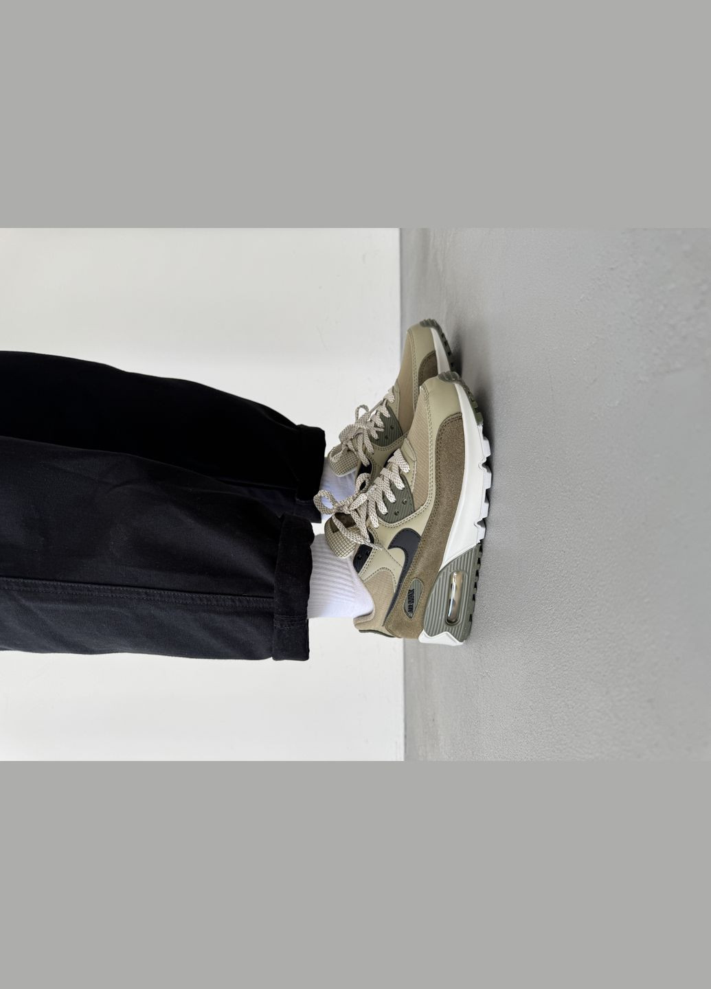 Оливковые (хаки) демисезонные кроссовки мужские nike air max 90 khaki | найк аир макс 90 хаки No Brand