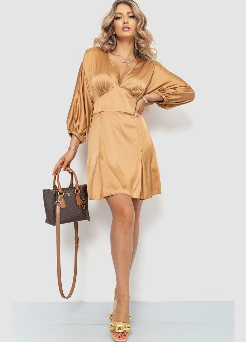 Комбінована сукня, колір темно-бежевий, 115r0463-3 Kamomile однотонна