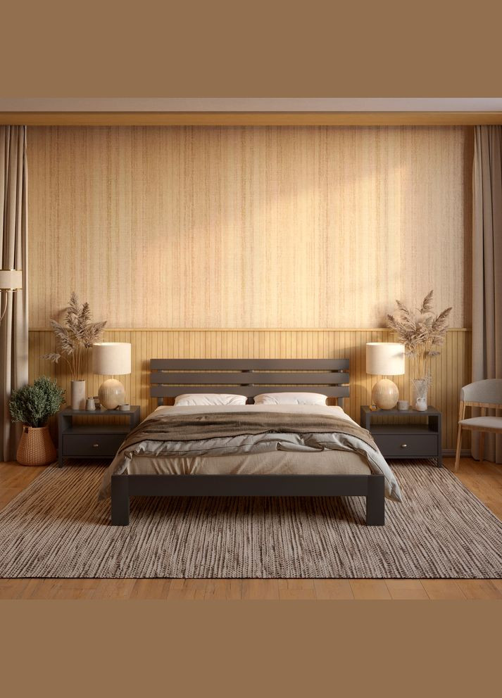 Односпальная деревянная кровать Новара (RAL9011) 90х190 см (MBG-4142) Mebigrand (366085978)