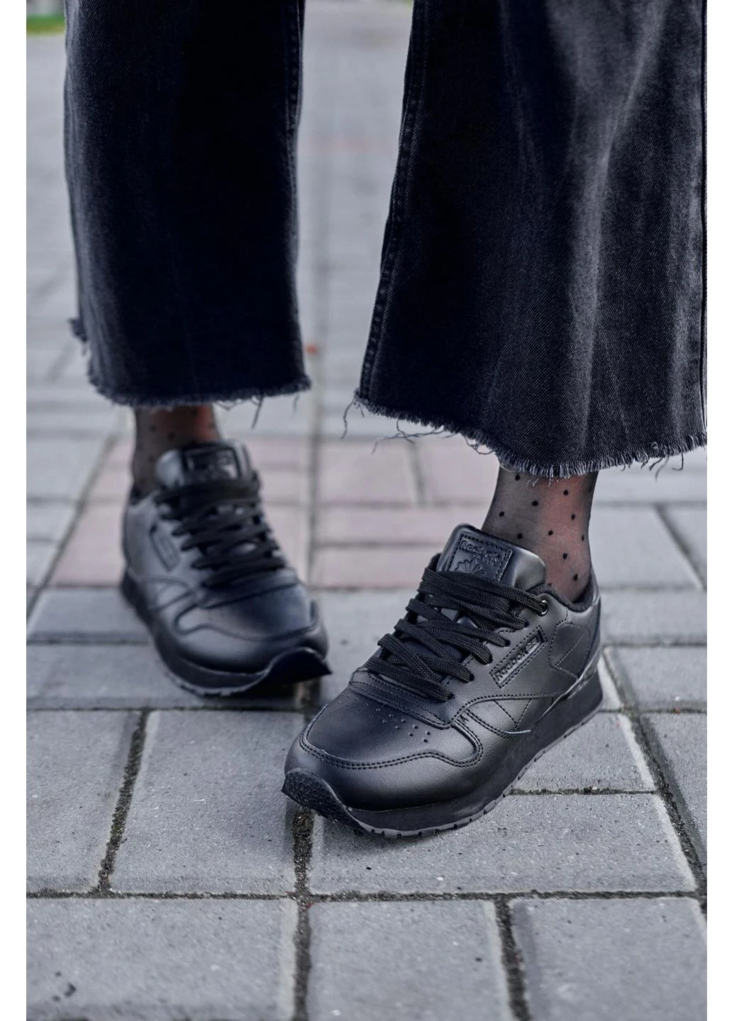 КРОССОВКИ ЖЕНСКИЕ REEBOK CLASSIC BLACK FLEECE РИБОК КЛАСИК ЧЕРНЫЕ No Brand чёрные демисезоны (391950016)