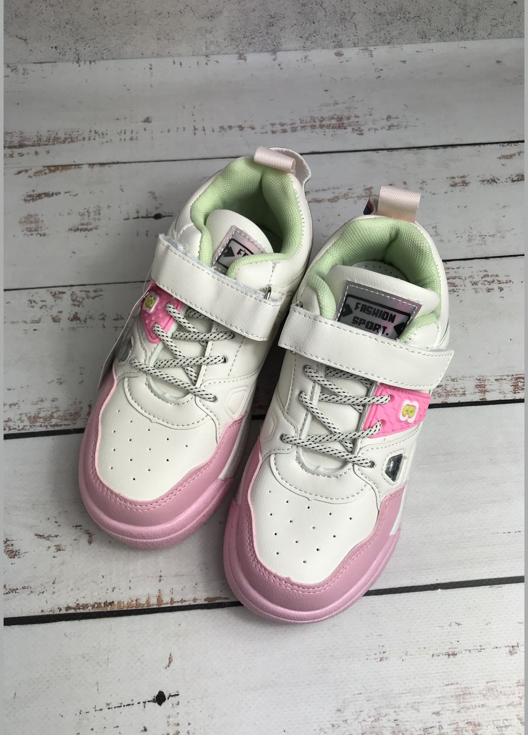 Цветные демисезонные кроссовки демисезонные детские для девочки розово-белый (1091) Bessky