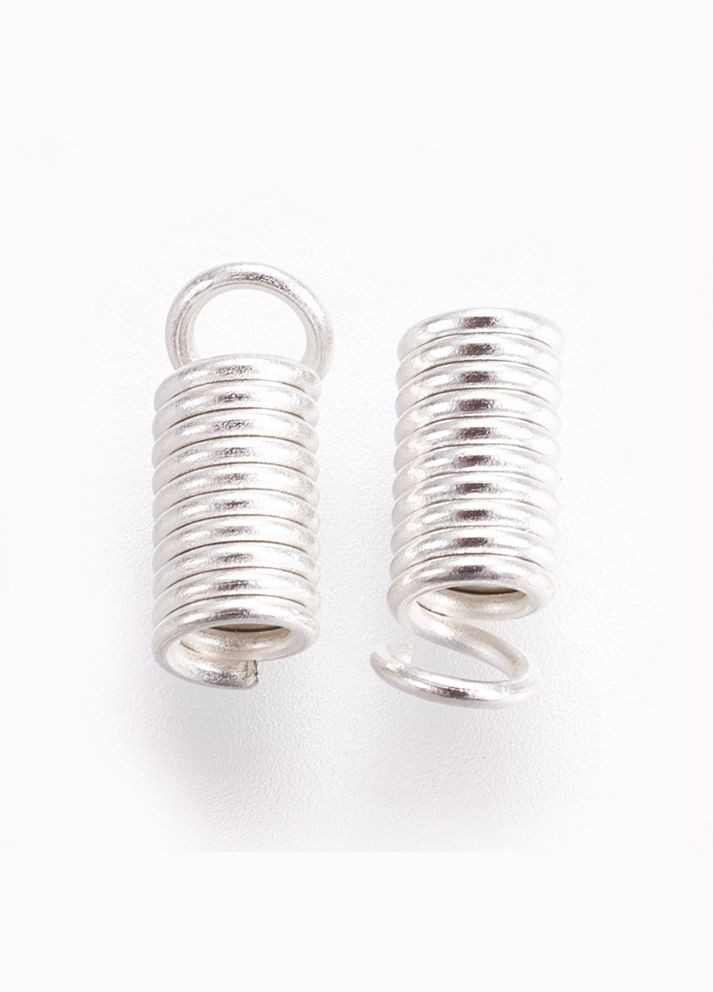 Біжутерні кінцевики обжимні Пружинка під шнур волосінь до 1.8 мм Срібляста 7 мм x 3 мм Finding (338434535)