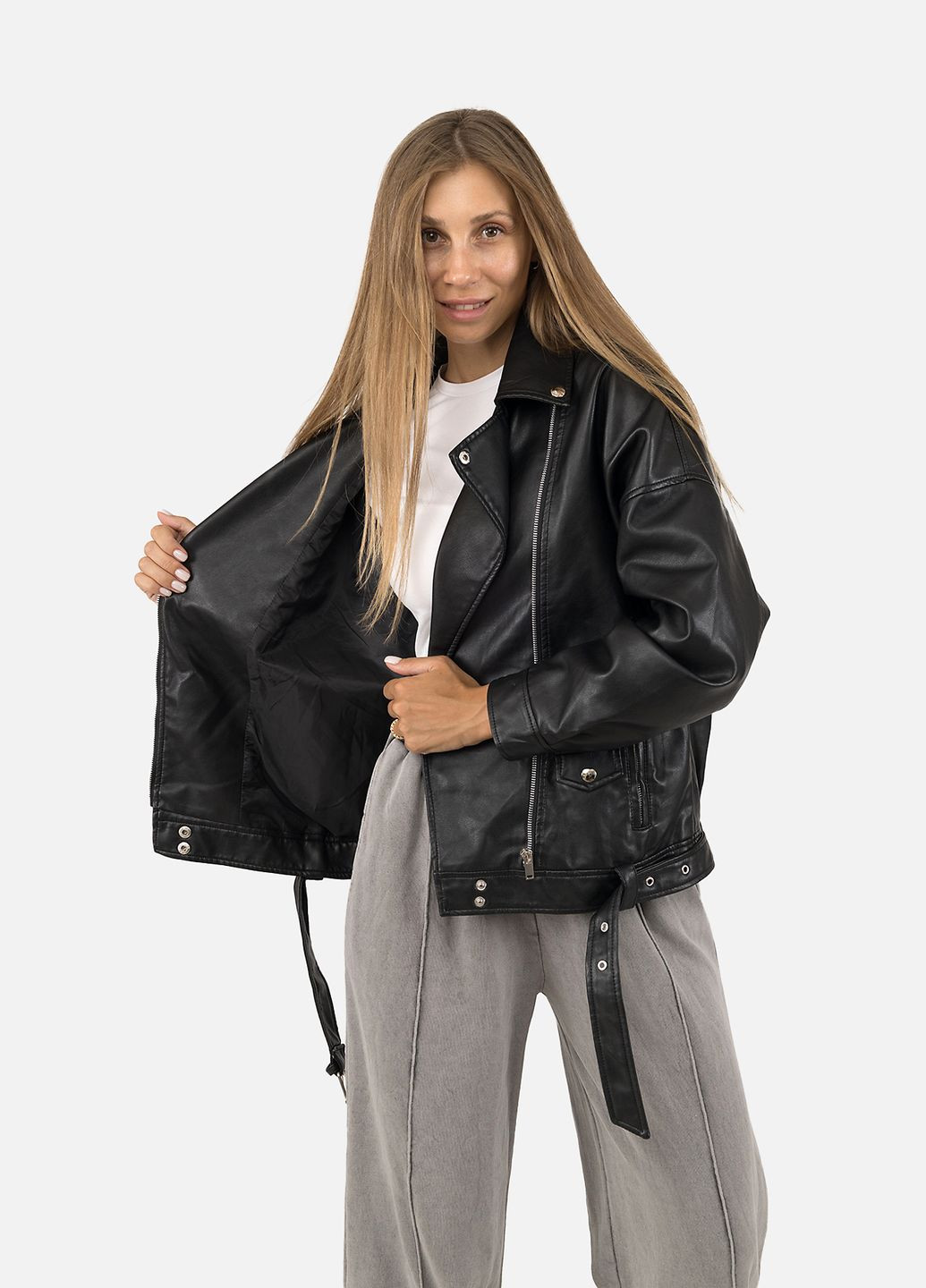 Черная демисезонная женская куртка косуха цвет черный cb-00256288 No Brand