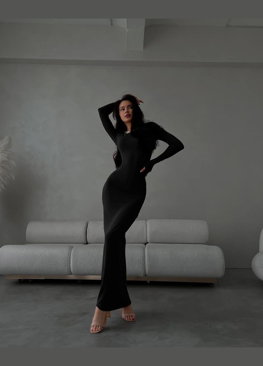 Черное коктейльное, деловое, повседневный, кэжуал, вечернее женское платье силуэтная FINO Mode