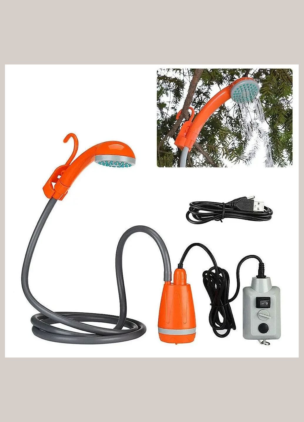 Душ переносной, походный, портативный з помпою на акумуляторе USB 2200 мАч 20-45 минут Крючков (334010318)