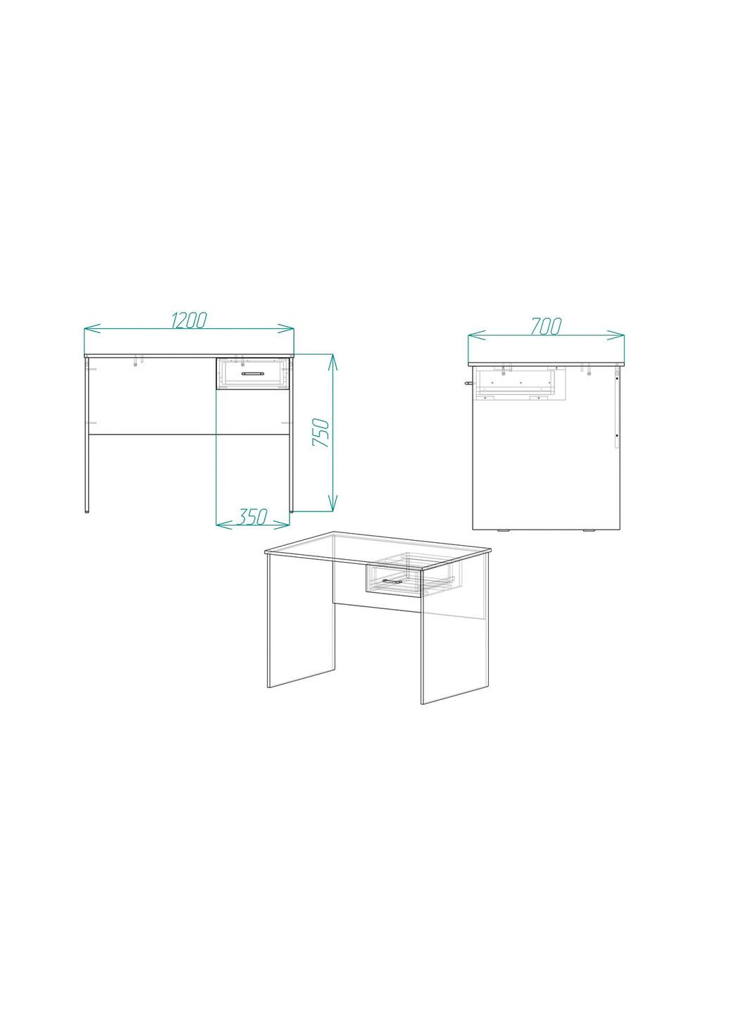 Стол компьютерный Бад 750x1200x700 ДСП Венге Магия 16 мм (FRD-104778) Ferrum-decor (369660366)