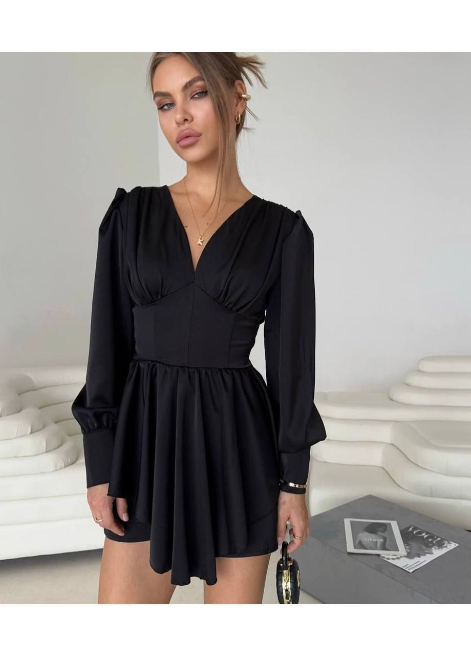 Жіночій комбінезон-сукня Гермес однотонний чорний повсякденний шовк