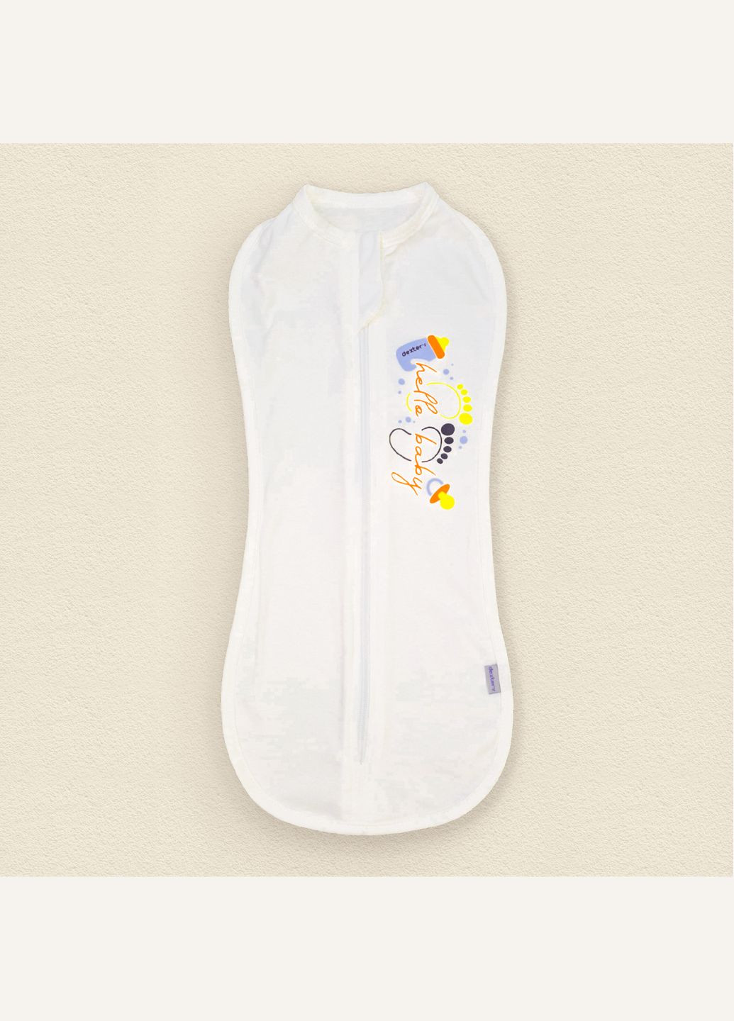 Пелюшка-кокон на блискавці молочний Hello Baby 0-3м 0-3міс Молочний dexter's (292012793)