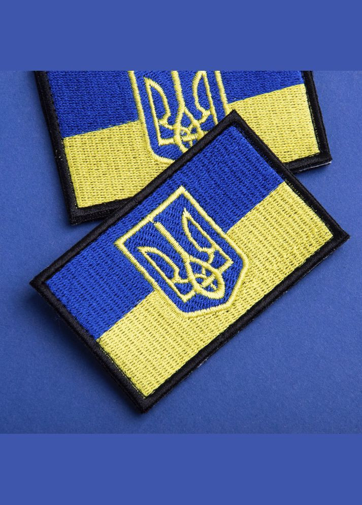 Шеврон нашивка з липучкою Прапор України з гербом 5х8 см, вишитий патч IDEIA (277695662)