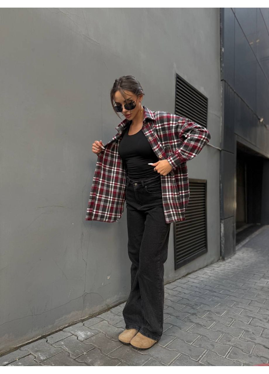 Бордовая повседневный, вечерний, классическая, кэжуал рубашка в клетку Asi.Store.ua с длинным рукавом