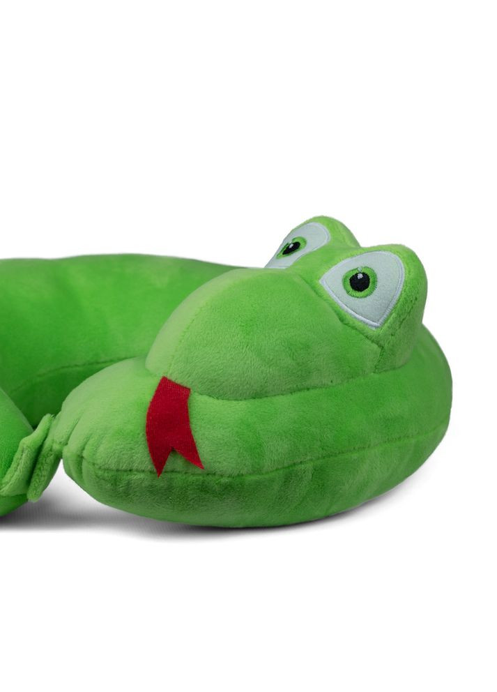 Подушка-ріжок для подорожей змійка Фані м'яка іграшка салатова для дітей підтримка голови ProDobro (366030679)