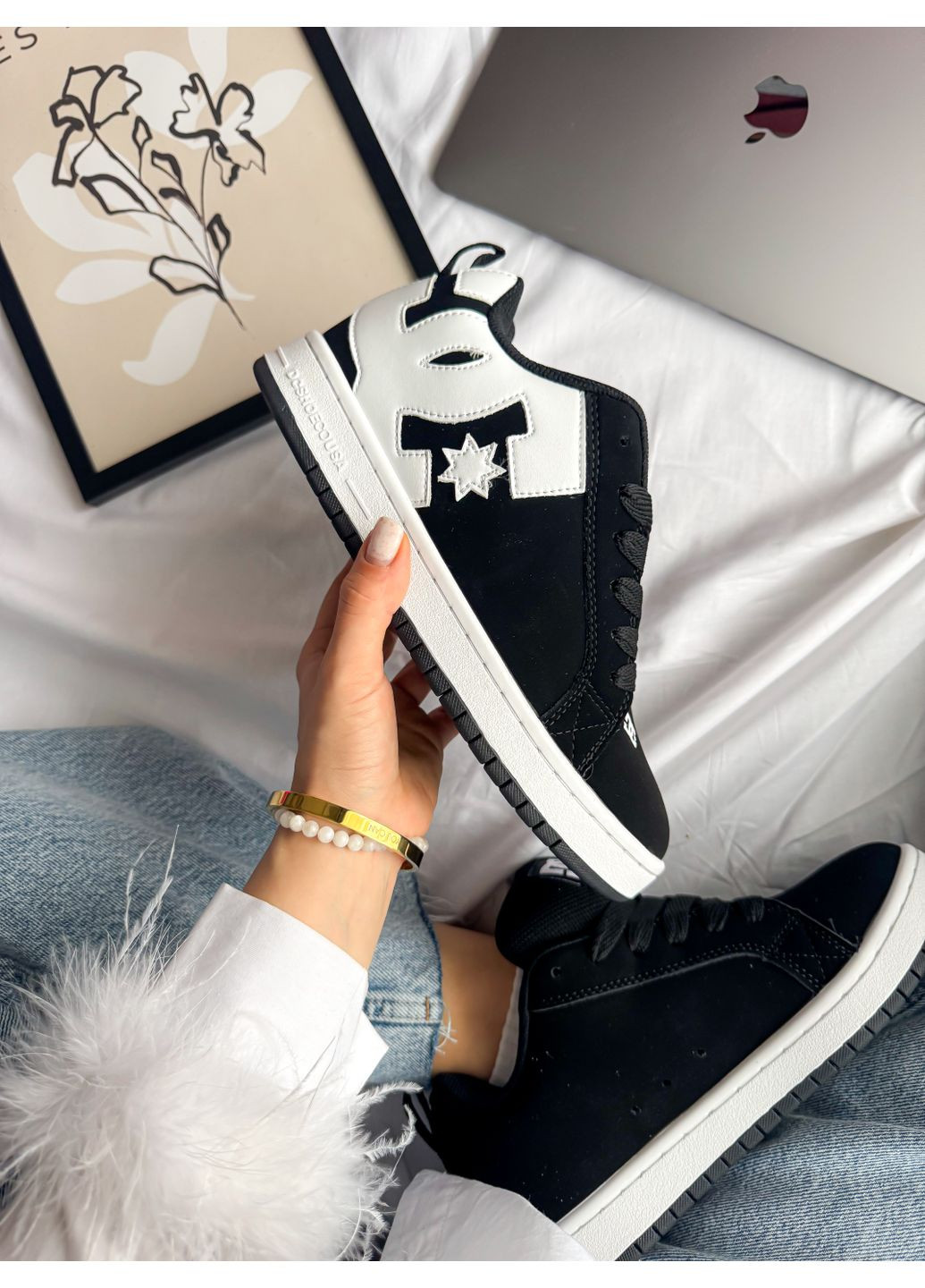 Чорно-білі Осінні кросівки чоловічі і жіночі dc shoes court graffik black white | дс шуз чорно-білі No Brand