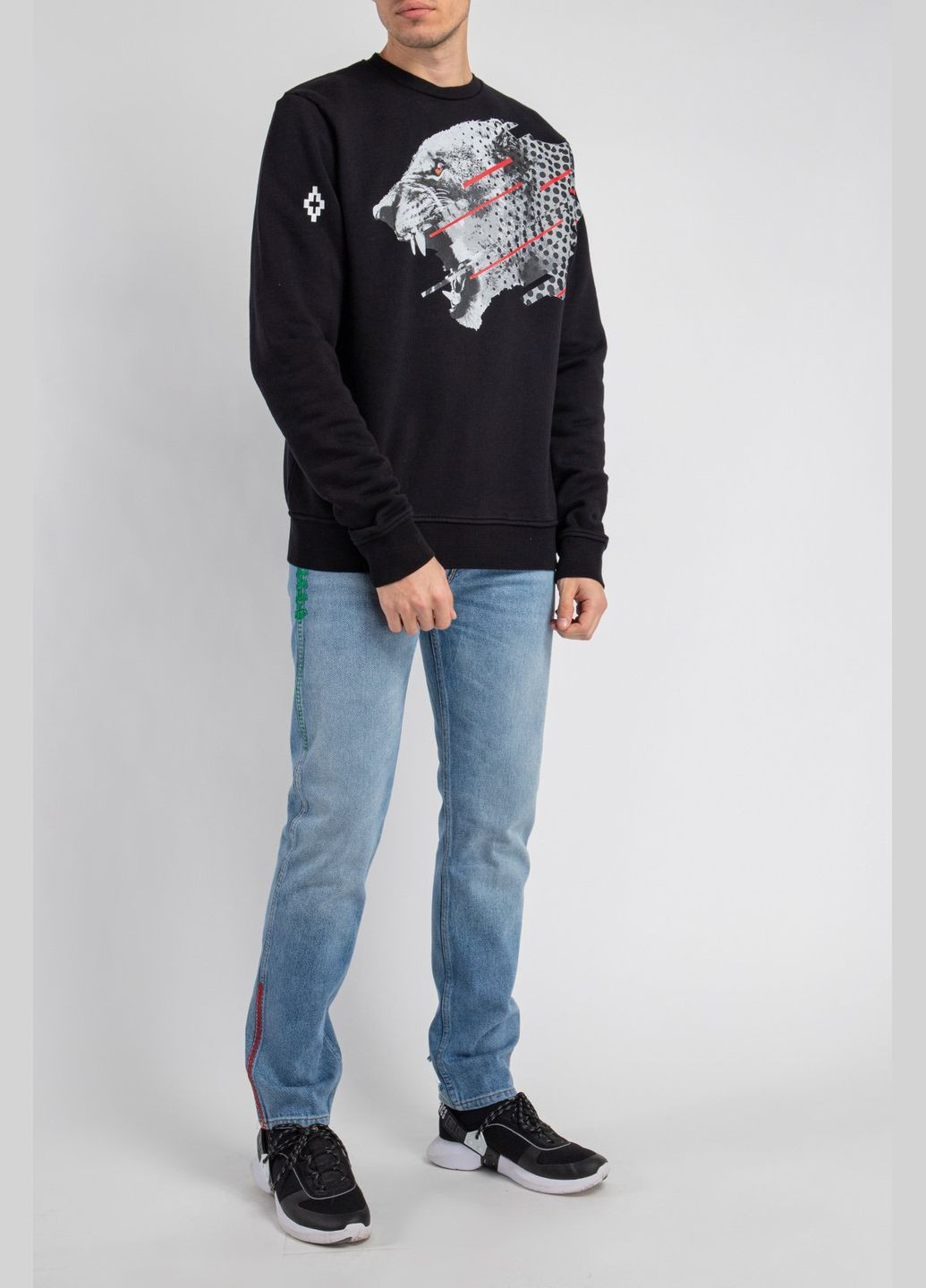 Черный черный хлопковый свитшот с принтом Marcelo Burlon (339100785)