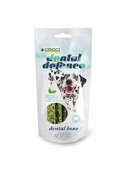 Ласощі для чищення зубів у собак з м'ятою DENTAL DEFENCE BONE 100 г 189485 Croci (292569160)