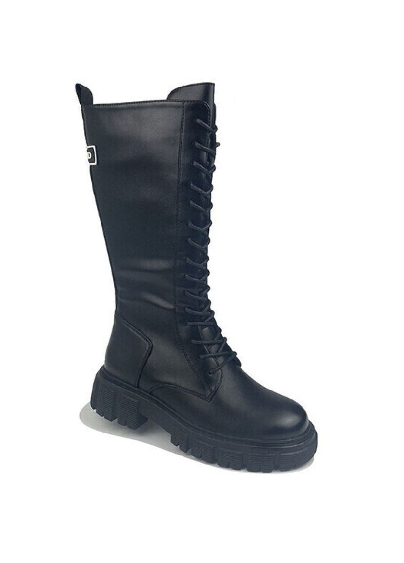 Осенние высокие черные демисезонные ботинки берцы Jong Golf на тракторной подошве, со шнуровкой из искусственной кожи