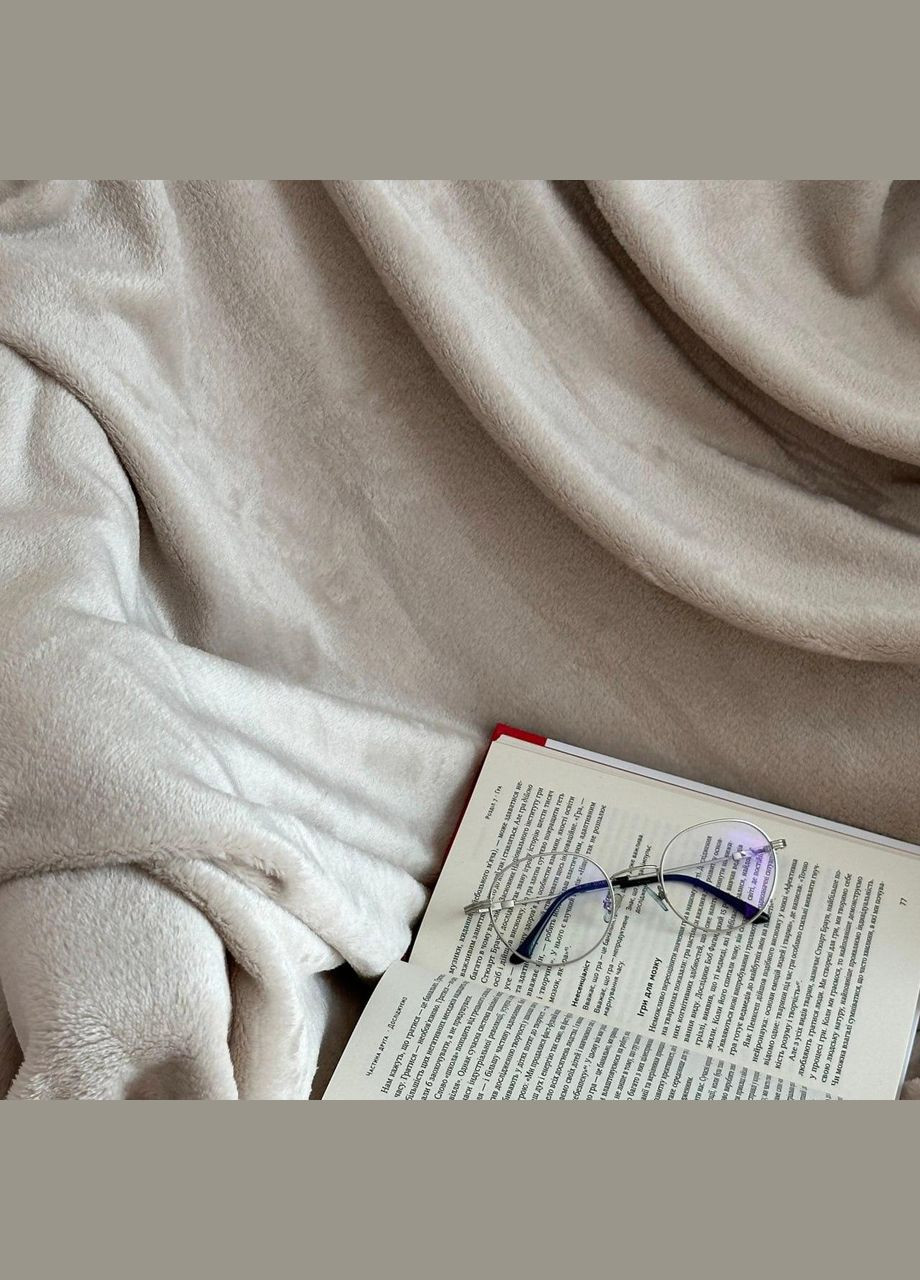 Плед микрофибра велсофт однотонный двуспальный 180х200 беж (М-lel-002) No Brand (308755000)