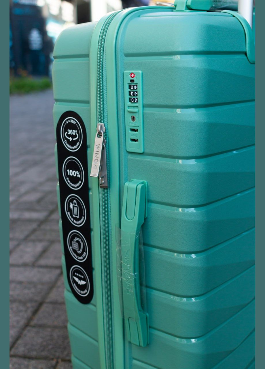 Валіза поліпропілен 100% великий L зелений Wings DQZ01 (343339809)