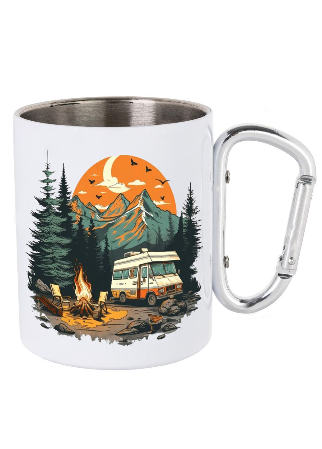 Кружка металева з карабіном (silver) туристична 300 мл #0011 біла No Brand (316121141)