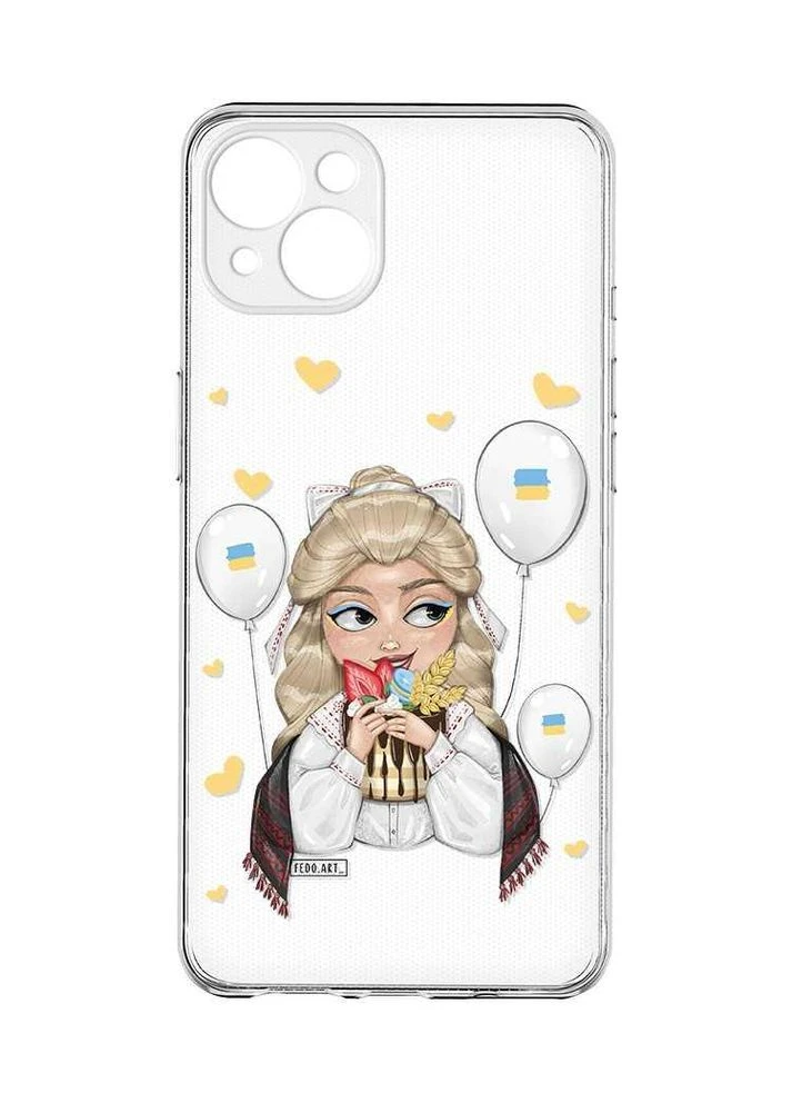 Прозрачный чехол с защитой камер на iPhone 15 Plus:: Украинка со сладостями (принт 175) Creative (360681102)