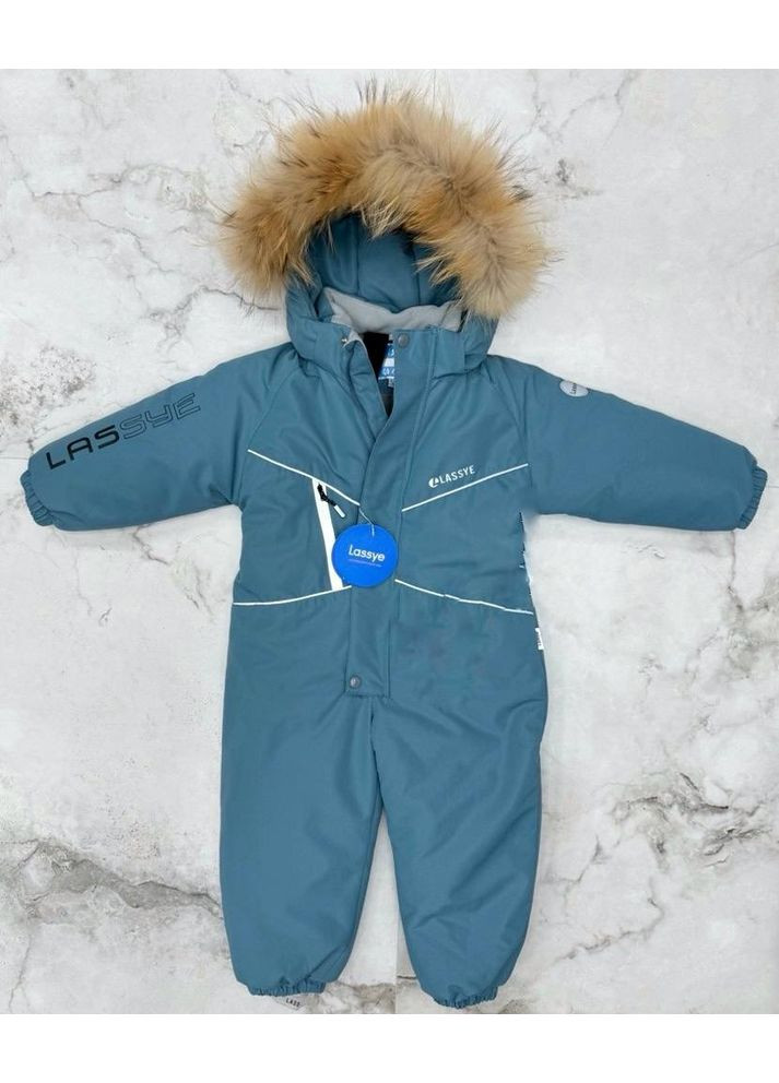 Комбінезон "Однотон" зима з натурал опушка уни. морська хвиля н-20036 Lassye (371956325)