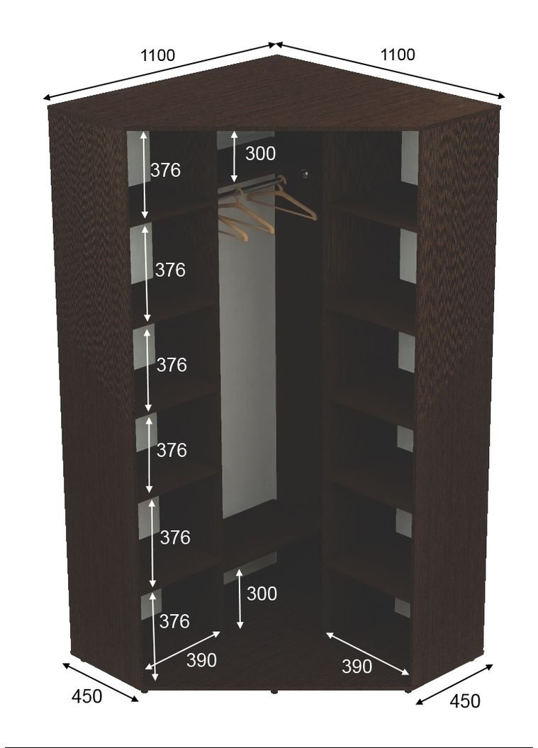 Шафа-купе дводверна кутова 110*110*240 Венге магія Дзеркало з піскострумним малюнком Угол-1 Алекса (360431802)