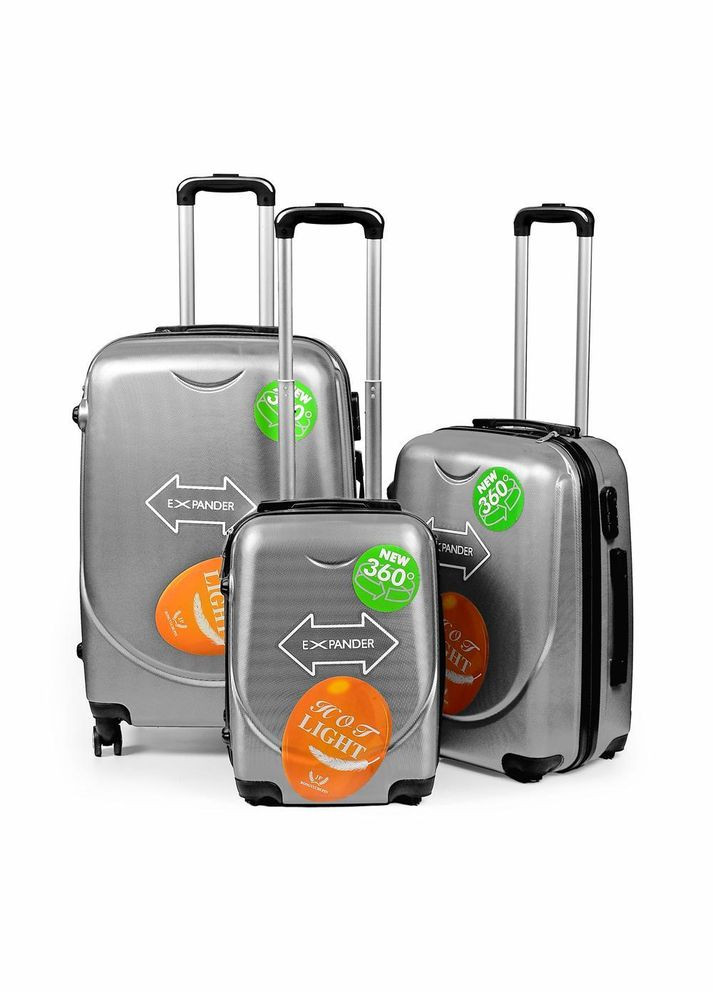 Набір валіз пластикових 18/22/26" зі знімними колесами 3 шт. R30888-Grey Stenson (317977344)