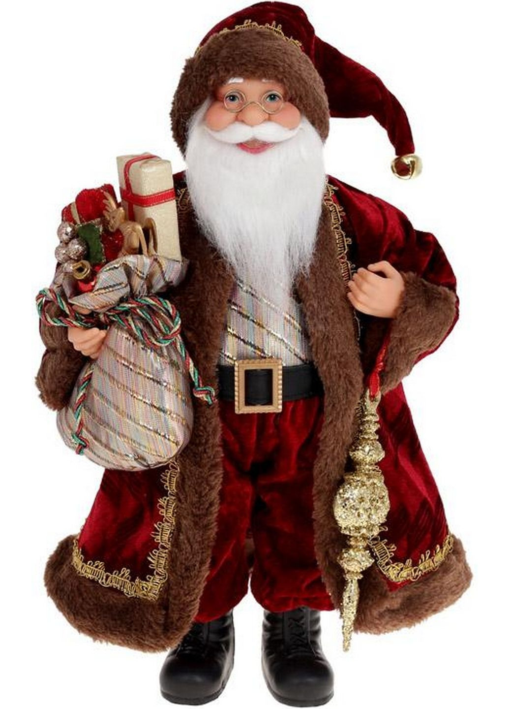 Мягкая игрушка "Санта с посохом и мешком" 20,5х12,5х39,5 см Bona (289366150)