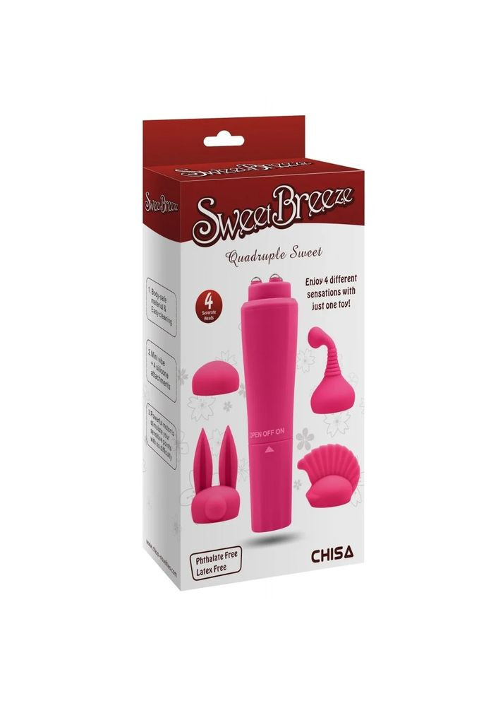 Вибратор для клитора с насадками Sweet Breeze,, 10 х 2.6 см Chisa (289868613)